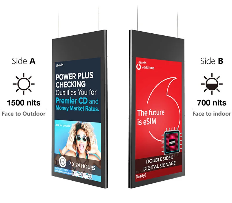 advertising display。 55 inch 1500-700nits Dual Side Digital Signage — Keewin Display